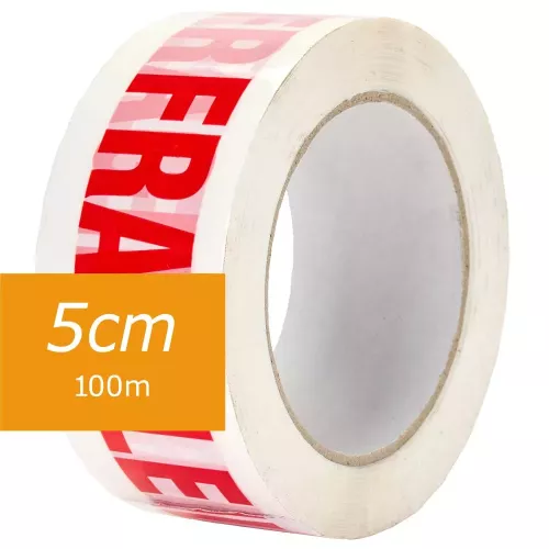 adhesif ruban avec fragile écrit en rouge